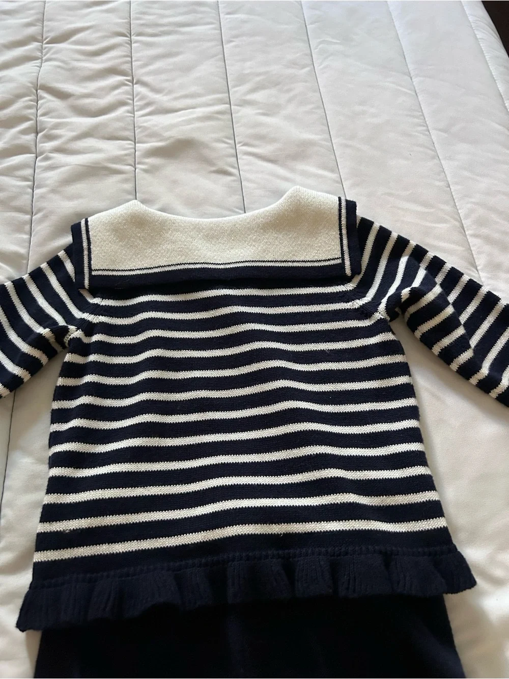 Janie and Jack Navy & White Striped Sailor Sweater Top with Navy Ruffle Bloomers